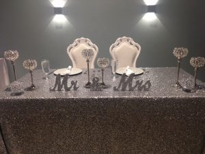 Mr and Mrs Sign on table in silver