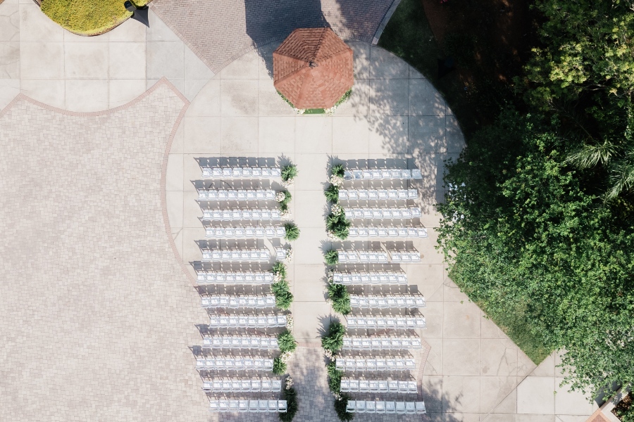 Arial shot of Rosen Shingle Creek Outdoor Wedding