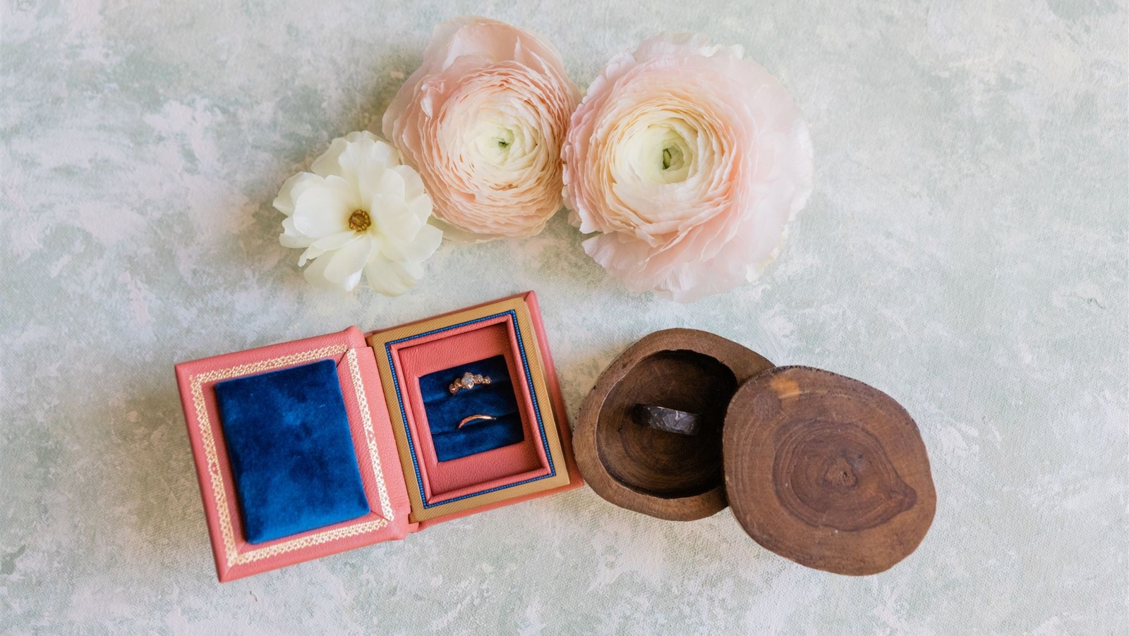 Rosen Weddings Blogs Setup of Rings and Flowers