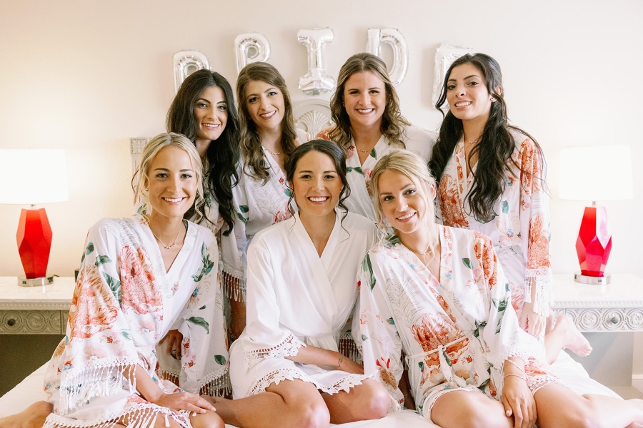 Bridal Party Getting Ready in Room