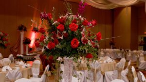 Wedding Reception Flower Center Piece with Red Roses