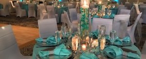 Blue and silver table setup